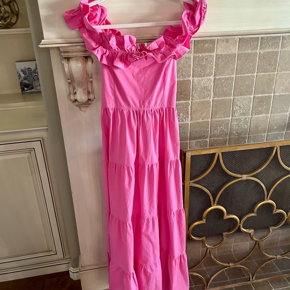 Peach Love California Pink Off-the-Shoulder Sundress